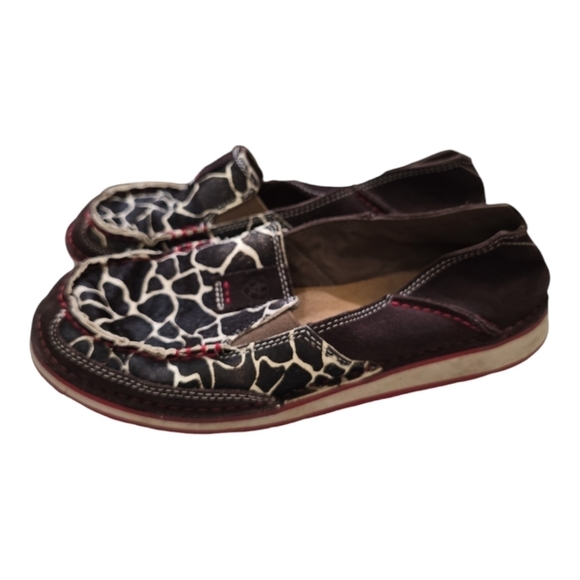 Ariat Chocolate Chip Giraffe Print Cruiser Slip-on Shoes 8.5 Leather - Picture 4 of 9